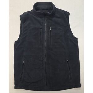 SCOTTeVEST Fleece Crest Vest Men's L Black Multi Pocket Travel Outdoor Jacket